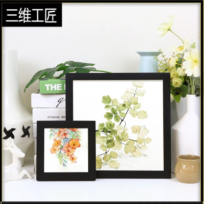十字绣钻石画框架裱框寸正方形相框挂墙装裱刺绣外框木条自己组装三维工匠黑色正方形挂式16寸可放40.6*40.6厘