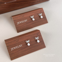 甜美温柔风磨砂蝴蝶结圆珠耳钉女s925纯银轻奢百搭气质耳饰代发送女朋友老婆情人节七夕生日礼物