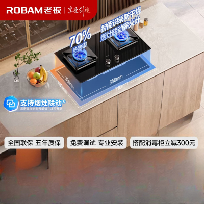 老板(Robam)57B9A-D2P一级能效 5.2kW 智能大火力 防干烧易清洁 嵌入式猛火灶