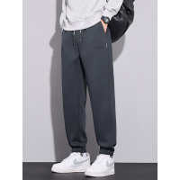 重磅针织加厚加绒卫裤男秋冬季新款宽松运动休闲风简约束脚裤