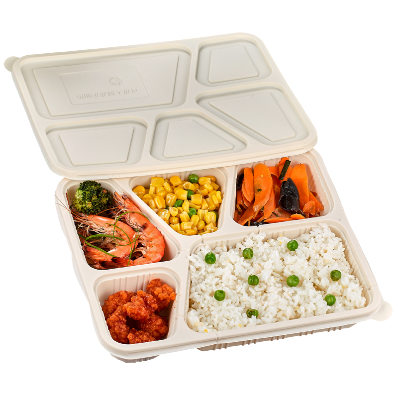 美威能 一次性玉米淀粉降解餐盒 五格200套