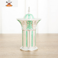 欧式牙签筒创意个性家用客厅北欧ins牙签盒可爱按压式自动桶 敬平 银湖绿罗马柱