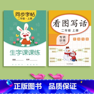 二上语文+二上看图写话 [正版]二年级三上册下册同步字帖人教版一年级练字正楷小学生临摹练字帖贴每日一练初学者神器语文汉字
