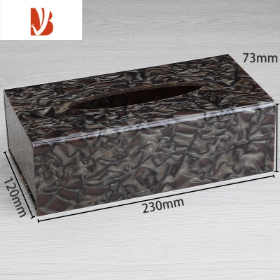 三维工匠亚克力纸巾盒定制logo商用宾馆创意餐厅酒店ktv轻奢抽纸巾盒 大理石纹黑玉色