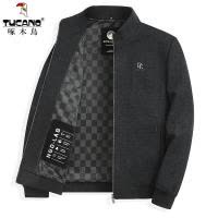 啄木鸟秋冬2024新款男士外套中老年人爸爸春装毛呢子厚款立领夹克