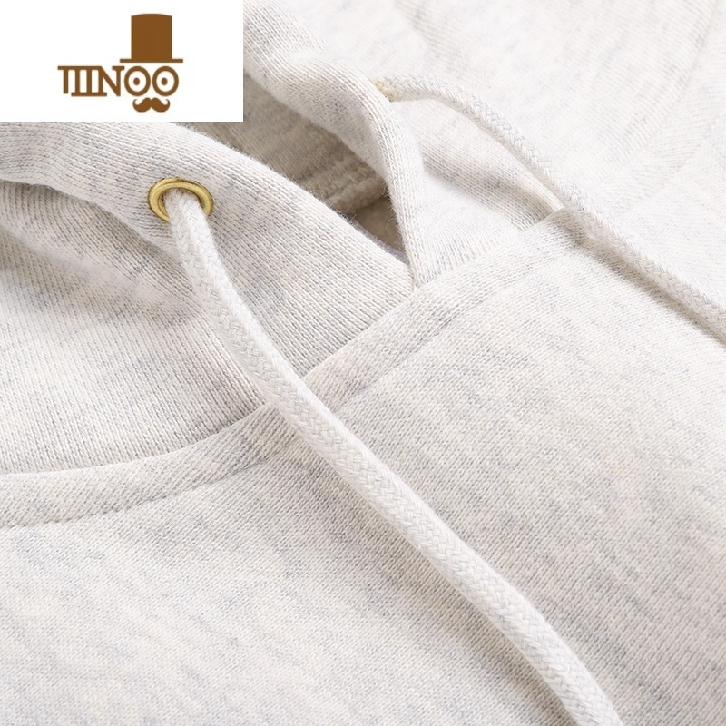 YANXU复古460g雪花灰宽松加绒连帽卫衣休闲百搭纯色男女上衣冬