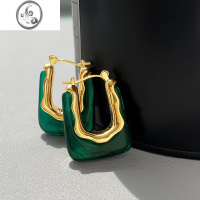 JiMi高冷范~冷性风复古绿色耳饰耳圈耳环女轻奢小众高级感ins气质耳钉