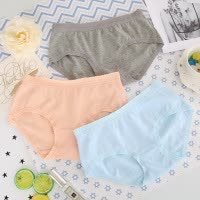 Three Sons中腰女士内裤棉质无痕蕾丝包臀棉质面料少女三角裤头
