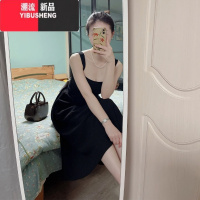 YIBUSHENG白色无袖吊带连衣裙女季2024年新款高级感法式气质方领收腰长裙
