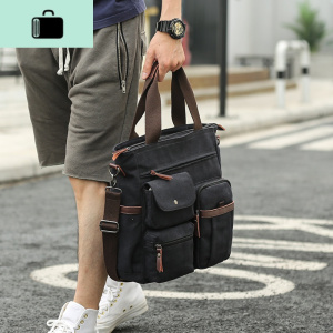 男士单肩包斜挎包大容量帆布商务手提包多功能公文差休闲男包NEW LAKE