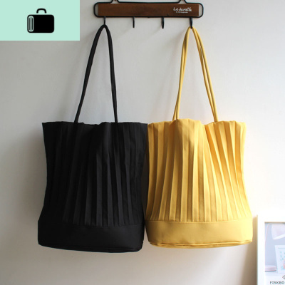 水桶褶皱包 泰国原创小众设计女包 夏时尚简约百搭布艺手提单肩包NEW LAKE女斜挎包