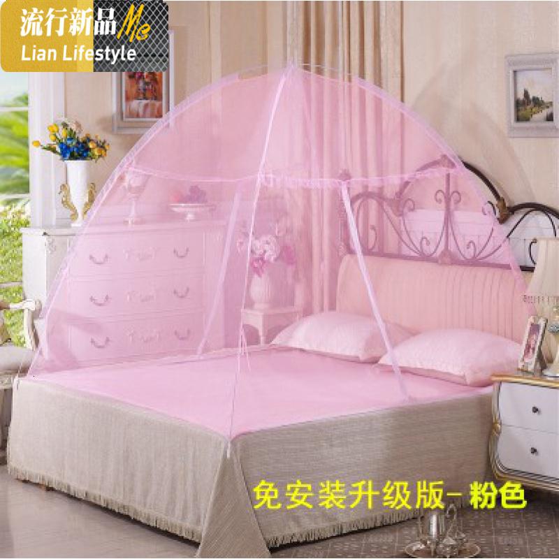 免安装方顶蒙古包蚊帐双开加密加厚公主1.8m1.5m1.2m床双人家用 三维工匠