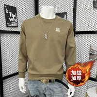 秋冬新款加绒卫衣男士长袖时尚圆领休闲打底衫秋冬内搭上衣刺绣潮_2