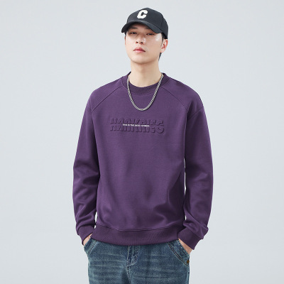 |早秋日系字母印花设计感男士圆领长袖打底款卫衣韩版套头