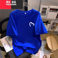 YIBUSHENG克莱因蓝短袖t恤女2024装新款宽松大码体恤白色半袖上衣潮