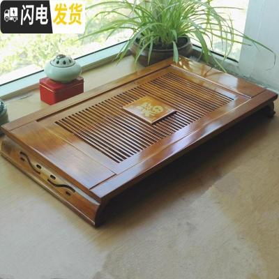 三维工匠云丰大茶盘实木抽屉式特大号木制功夫茶座台家用长方形排储水茶托 桔色以图片的颜色为准茶具