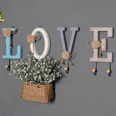 美式乡村创意木质挂衣钩口玄关钥匙挂钩墙壁衣帽架壁挂墙上装饰