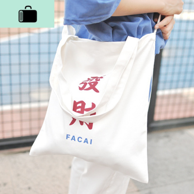 个性中文字帆布包袋女单肩拉链两用秋冬大款文艺小清新原宿ins风NEW LAKE女手包