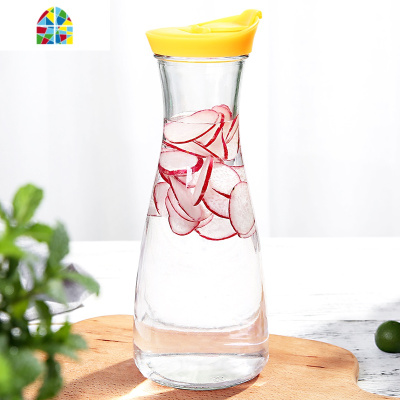 冷水壶玻璃家用带盖密封大容量透明创意饮料果汁水瓶凉白开水扎壶 FENGHOU 白色两只装凉水壶