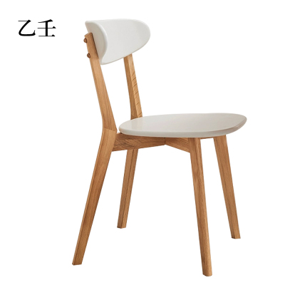 乙壬餐椅简约现代休闲书桌椅餐桌凳子橡木靠背椅北欧白色椭圆形座面