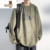 YANXU圆领卫衣男士潮牌宽松长袖t恤潮流百搭简约打底上衣服