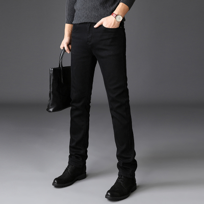 金盾(KINDON)春夏薄款男裤子黑色弹力夏季休闲牛仔裤男长裤潮牌小脚修身韩版潮流时尚百搭