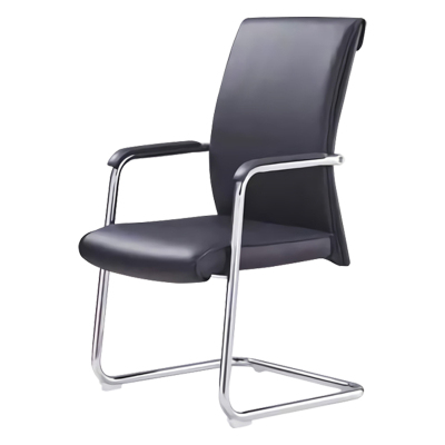 臻远 ZY-6689 办公椅弓形椅皮椅办公会议椅子 黑色牛皮