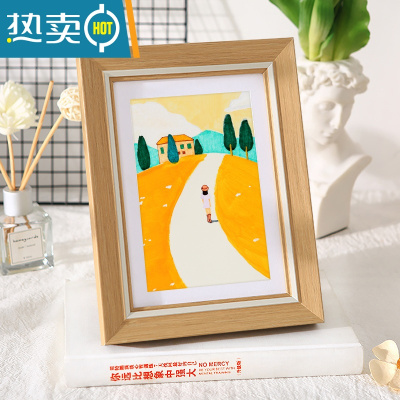 敬平小清新相框摆台6七7寸8儿童照片10创意摆件装裱a4A3画框挂墙像架5 米黄色 12寸可摆可挂[可放30.5*25.