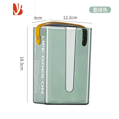 三维工匠北欧创意可壁挂纸巾盒客厅卧室餐厅亚克力抽纸卷纸盒免打孔卫生间 墨绿色-提手纸巾盒