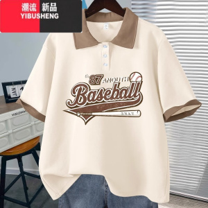 YIBUSHENGpolo衫翻领短袖t恤女季2024新款半袖体恤款女装学生宽松上衣