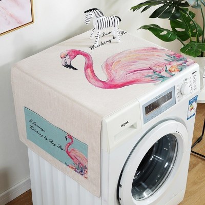 冰箱防尘罩防尘布盖布保护罩微波炉洗衣机双开单开冰箱罩盖巾 火烈鸟06 小冰箱、洗衣机通用(130*50cm)升级防水