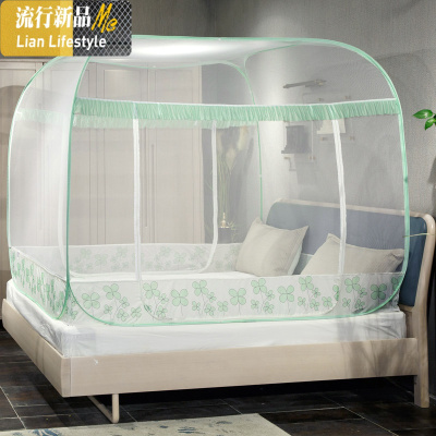 蒙古包蚊帐二拉链防护防摔加高170CM全底大空间1.2/1.5/1.8m米 三维工匠