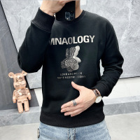 秋冬新款男装欧货站卫衣男圆领长袖打底衫小熊烫钻休闲潮牌T恤 爆