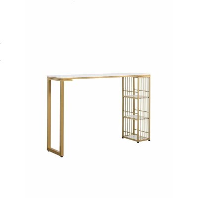 北欧简约金色实木靠墙吧台餐厅客厅隔断柜家用长条桌椅组合高脚