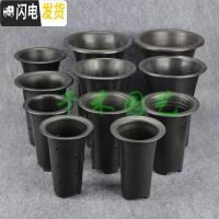 三维工匠塑料花盆透气盆气生盆国兰盆洋兰盆黑色凹底、平底兰花盆 黑色6寸平底有边孔 20个(送4米网套)花盆容器