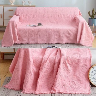 家柏饰(CORATED)北欧色沙发巾沙发布全盖毯子单简约沙发套沙发垫盖布罩 胭脂粉菱形格[] 130*180cm