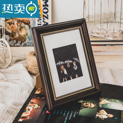 敬平相框摆台美式复古6寸7寸8寸画框挂墙油画棒框照片打印加定制框架 复古咖啡 正方形5寸[内径12.7*12.7]摆桌+