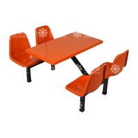 鑫星奈 XXN4040850 玻璃钢餐桌椅组合食堂连体餐桌椅钢架靠背款