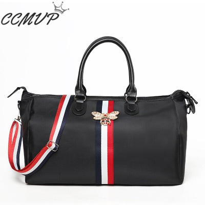 CCMVP品牌自营质量保证-CCMVP短途旅行包女手提行李包大容量男士健身包时尚单肩斜挎包蜜蜂防水黑色默认颜色