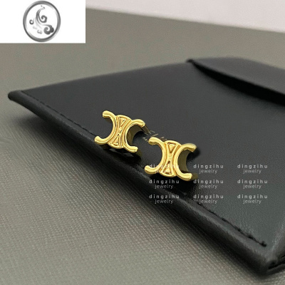 JiMi加厚版高级感凯旋门耳钉女银银轻奢气质金属小众设计耳环2023新款