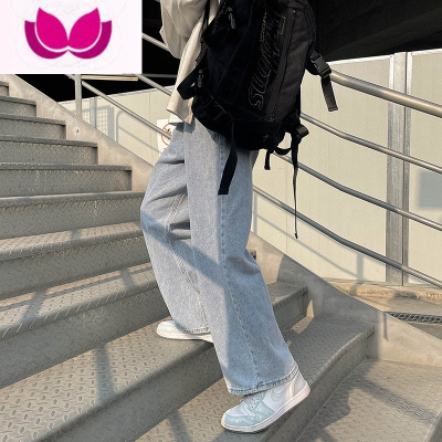 七斓潮流宽松坠感牛仔裤男2023新款阔腿直筒潮牌拖地裤子美式复古