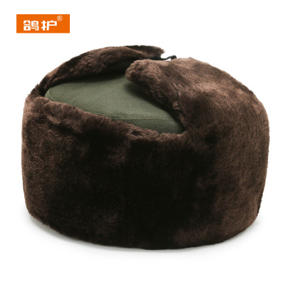 鸽护 雷锋帽 GH191QDK-绿布棕毛 顶