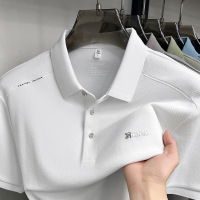 春夏季新款男士长绒棉纯色翻领短袖T恤青年舒适轻薄透气凉感