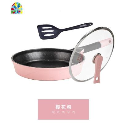 韩国迪迪尼卡平底锅不粘锅烙饼牛排煎蛋锅家用多功能早餐锅 FENGHOU 可爱粉圆煎锅+盖子+小黑铲