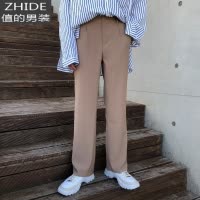 SUNTEKcuibuju/20ss 垂感直筒长裤男韩版秋季松紧休闲裤黑显瘦西裤男西裤