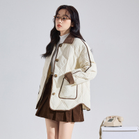 [2.5折价302元]唐狮撞色羽绒服女冬季新款防水翻领保暖外套今流行冬装薄款