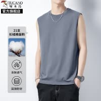 啄木鸟纯棉圆领背心男款2025年新款夏季薄款运动健身无袖坎肩t恤K