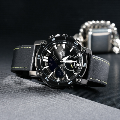 CASIO卡西欧官方旗舰店手表男新款EDIFICE 时尚蓝牙多功能手表赛车联名八角 休闲商务防水日韩石英表男ECB-20