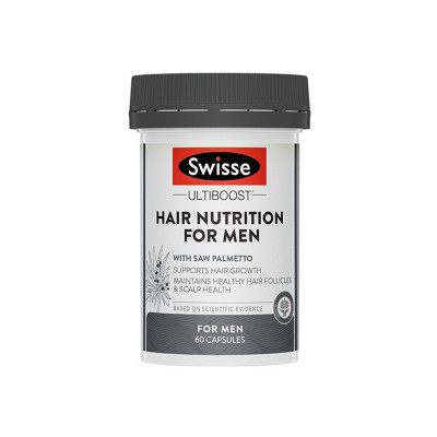 澳洲 Swisse男士头发营养胶囊 60粒 1瓶装 软胶囊 头发生长增脱发修护头发内营养 复合维生素 澳大利亚进口