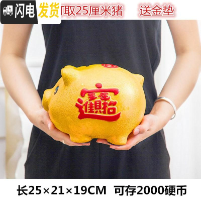 三维工匠小金猪存钱罐大容量网红创意2019储蓄大号时尚大型可爱摆件品 25CM[只存不取]送金垫储蓄罐